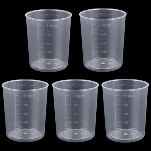 5 Pack Measuring Cup Set,3.4 Oz (100ml) Transparent Plastic Liquid