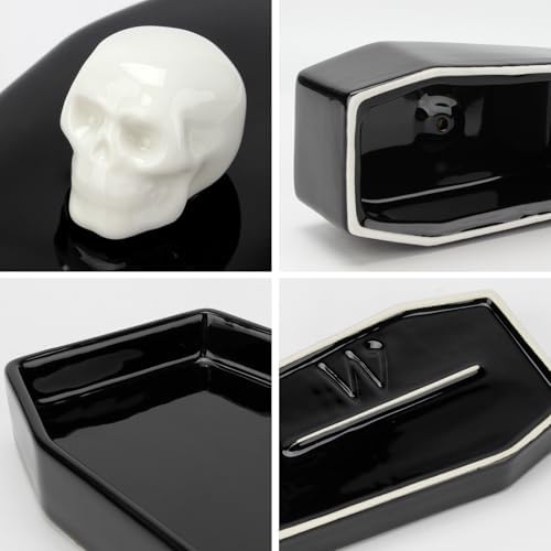 Ceramic Butter Dish with Lid Set Gothic Skull Shape Butter Container
