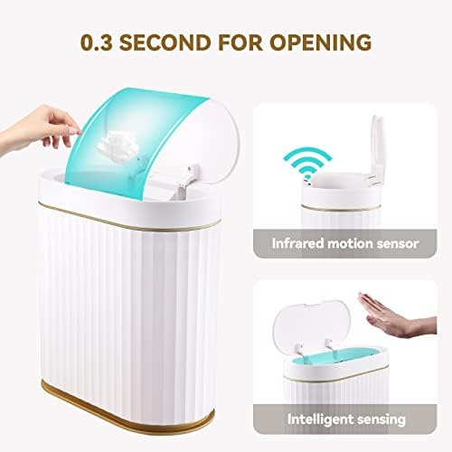 Bathroom Trash Can with Lid, 2.5 Gallon, White
