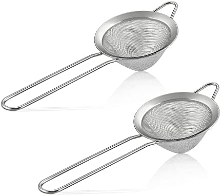 E-far Fine Mesh Strainer Set of 2, 3.3 Inches Stainless Steel Tea