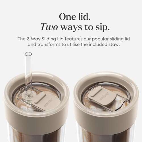 Ember Cold Tumbler 16 oz – Insulated Glass Iced Coffee Cup with Straw
