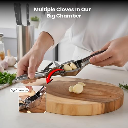 KUYRA Garlic Press, 304 Stainless Steel