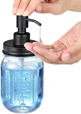 Amolliar Mason Jar Liquid Soap Dispenser, Black, 2 Pack