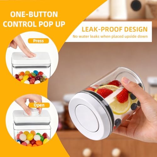 Pop Push Button Airtight Food Storage Containers with Lids