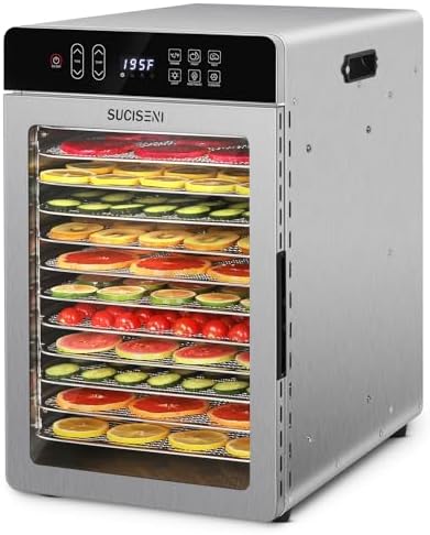 SUCISENI Food Dehydrator, 12 Stainless Steel Trays, 1000W