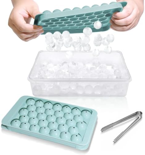 WIBIMEN Ice Cube Tray with Lid and Bin, 1" Round Ice Trays for Freezer