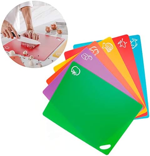 6Pcs Color Coded Cutting Boards Set, Flexible Non - Slip Chopping Mats