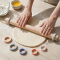 Wood Rolling Pin with Thickness Rings: Adjustable Dough Roller for