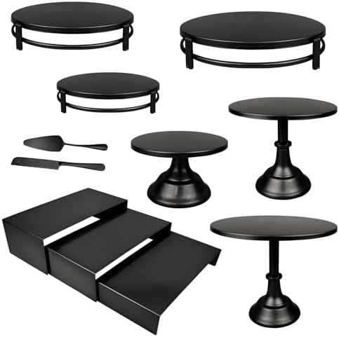 MACIFECI Cake Stand Set, Black Cake Stands For Dessert Table Including