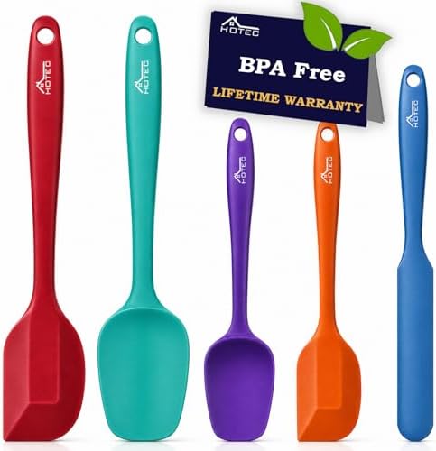 HOTEC 600°F Heat Resistant Silicone Rubber Spatula Set,Multicolor, Set