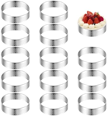 14Pack 2 Inch Stainless Steel Tart Ring,Mousse Tart,Crumpet Rings Cake