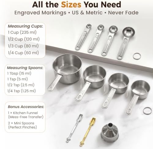11 PCS Measuring Cups and Spoons Set with Funnel & Mini Spoons for