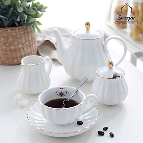 SWEEJAR 3 Tier Ceramic Cake Stand and Ceramic Sugar & Creamer Set