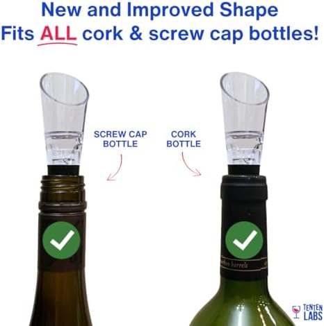 TenTen Labs Premium Wine Aerator Pourer and Wine Pump Stopper (2-pack)
