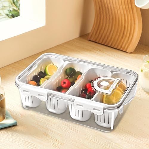 Food Organizer for Pantry Transparent Divided Organization Container