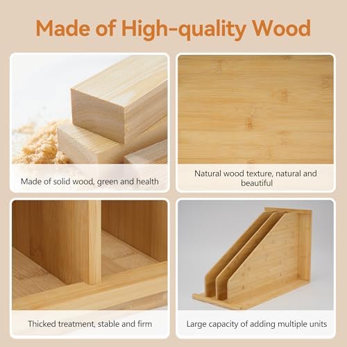 tonchean Wood Tray Dividers for Cabinet with 3 Sections