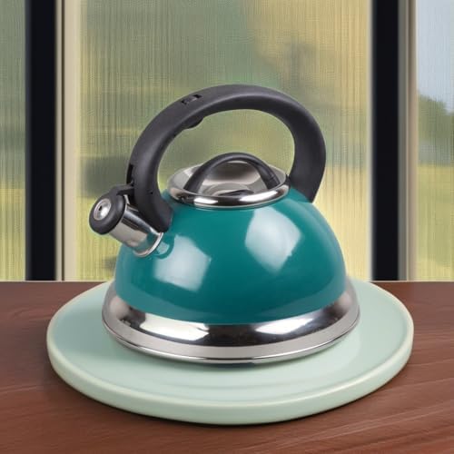 3.0 QT Stainless Steel Whistling Tea Kettle, Aqua Blue