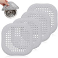 4-Pack Grey Silicone Shower Drain Hair Catchers, Square Drain Covers