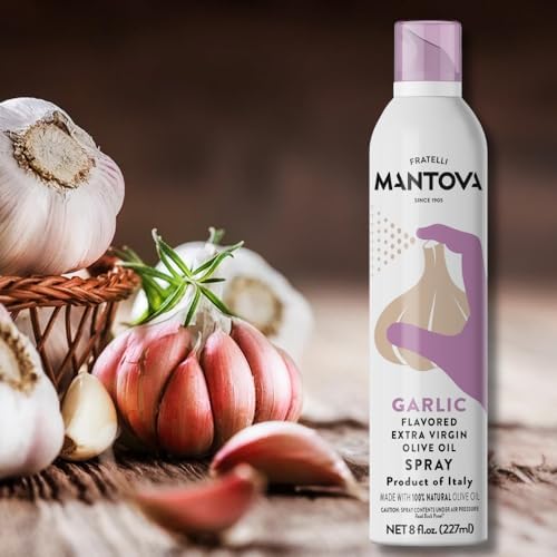 Mantova Garlic Flavored Extra Virgin Olive Oil Spray, 8 Fl Oz
