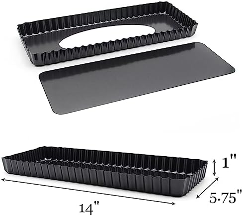 Tosnail 2 Pack 14" x 5.75" Non-Stick Quiche Pan Tart Pan with