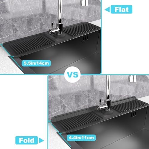 Folding faucet mat for kitchen sink-sink splash guard behind