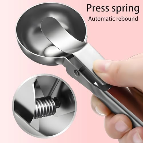 Ice Cream Scoop Set,2 Pcs Stainless Steel Ice Cream Scoop-With Release