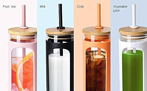 Kodrine 20oz Glass Tumbler with Straw and Lid, Iced Coffee Cups with