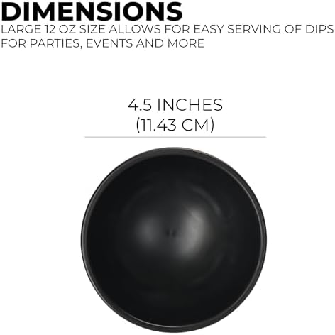 Set of 6 Black Salsa Bowls! 4.5" Diameter, 12 oz Bowls Perfect for