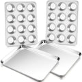 P&P CHEF Muffin Pan Cupcake Baking Pan with 16 Inch Baking Sheet Set
