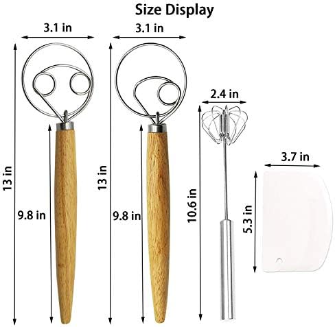 Listenman Danish Dough Whisk Bread Mixer & Egg Whisk Kits, 2 Pack