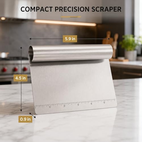 Stainless Steel Dough Scraper Chopper with Measurement Guide, 5.9 Inch