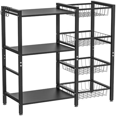 Hastatii 3-Tier Baker's Rack with 4 Baskets
