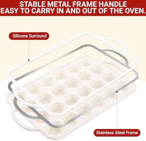 Silicone Mini Muffin Pans for Baking 24 Cup with Steel Frame