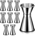Hoteam 9 Pcs Double Stainless Steel Jigger, 1 and 1/2 oz, Rolled Edge