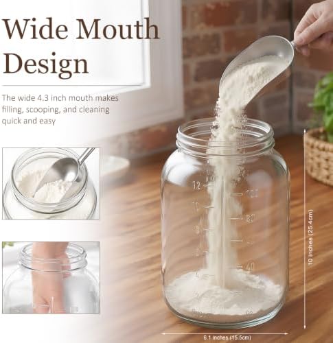 2 Pack Glass Flour Sugar Storage Containers with Acacia Wooden Lid