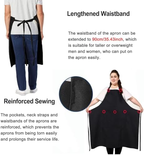 Plus Size Apron with 2 Pocket for Chef Kitchen Cooking Work, 2 Pack