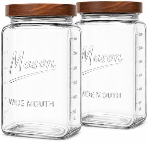 1 Gallon Glass Jars with Wooden Lids - Extra Large Mason Jars Wide