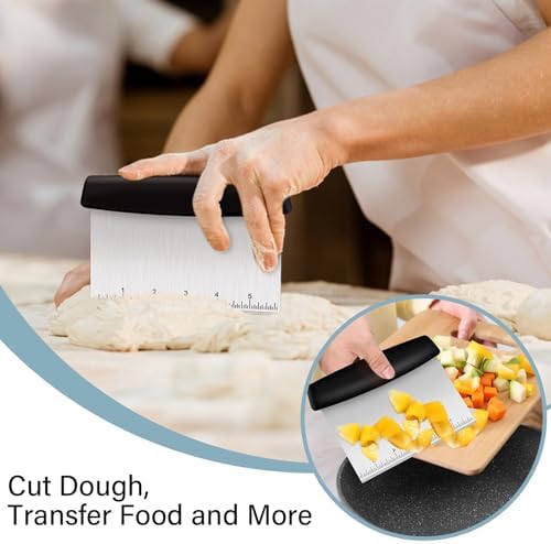 Ecavria Bench Scraper, Premium Stainless Steel Dough Scraper with