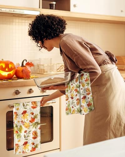 Miss Adola 150GSM Flour Sack Kitchen Towels Set of 2, Autumn Leaf