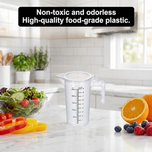 250ml Plastic Graduated Beaker, 2 Pack 9oz Plastic Measuring Cup with