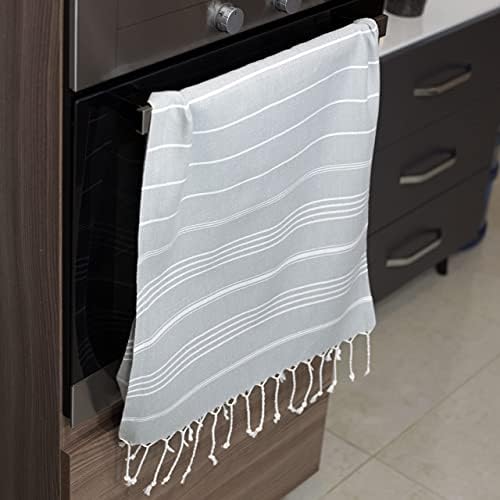 Clotho 4 Pack Silver Gray Turkish Hand Towels for Bathroom 18x40 Large