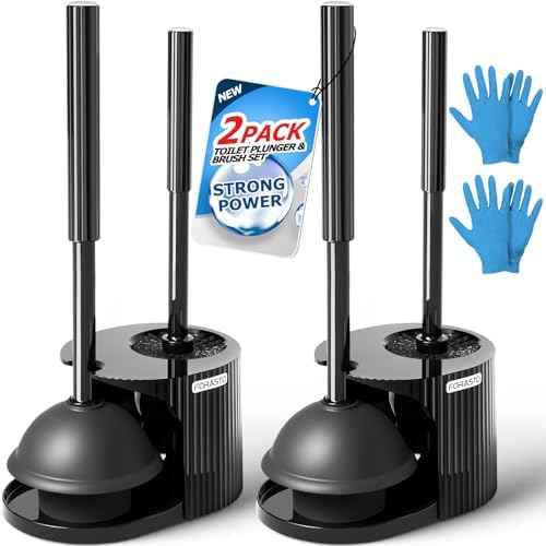 FORASTO 2Pack Toilet Brush and Plunger Set