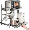 Microwave Stand with Storage Shelf, Dark Gray, 22.4 inches