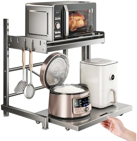 Microwave Stand with Storage Shelf, Dark Gray, 22.4 inches