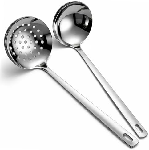 Berglander Slotted Spoons and Kitchen Ladle Spoon Set 2 Pcs, Stainless