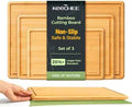 Keechee Cutting Board with Non-slip Mat, Bamboo Cutting Board for Kitchen Meal Prep & Serving - Wood Serving Board Set with Deep Juice Groove Ideal Kitchen Gifts