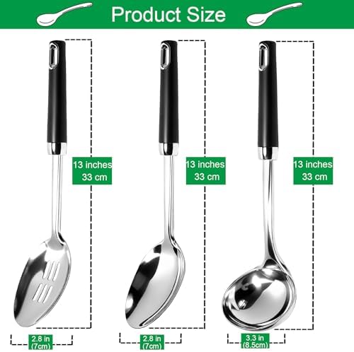12" Stainless Steel Cooking Spoons Set & Serving Spoons Set with