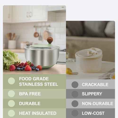 5.3Qt Stainless Steel Salad Spinner, Salad Spinner Stainless Steel