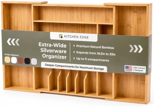 KitchenEdge Silverware & Utensil Drawer Organizer, 18-33 in, Bamboo