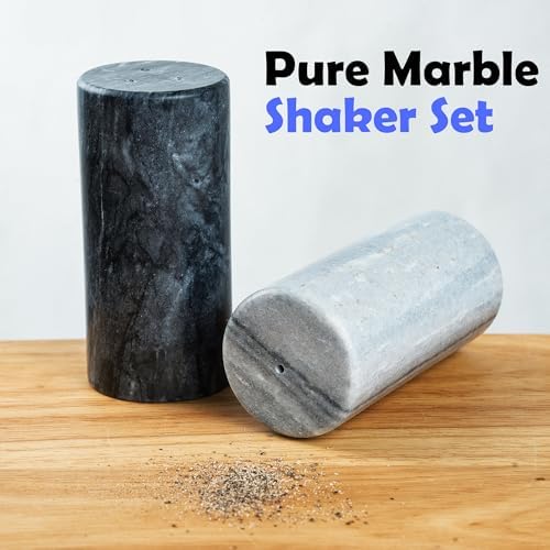Fox Run White & Black Marble Salt & Pepper Shaker, Set 2 Spice Shakers